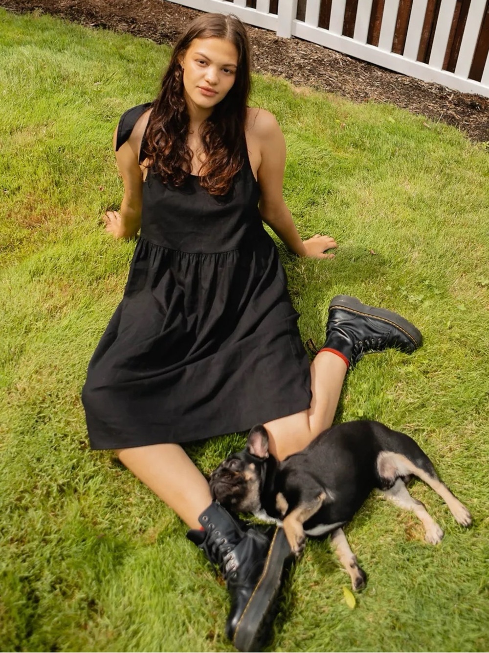Urban Renewal Woman Black Linen Self Tie Relax Babydoll Dress SMALL Sundress